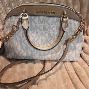 Michael Kors Gold and Cream Crossbody Bag